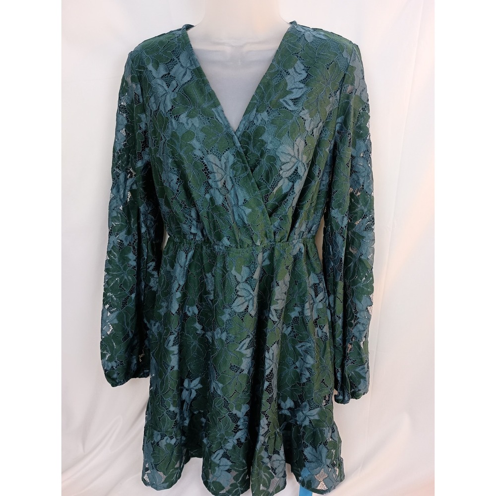 cupshe‎ boho green blue whimsigoth fairycore lace S mini dress western romantic - Picture 3 of 12